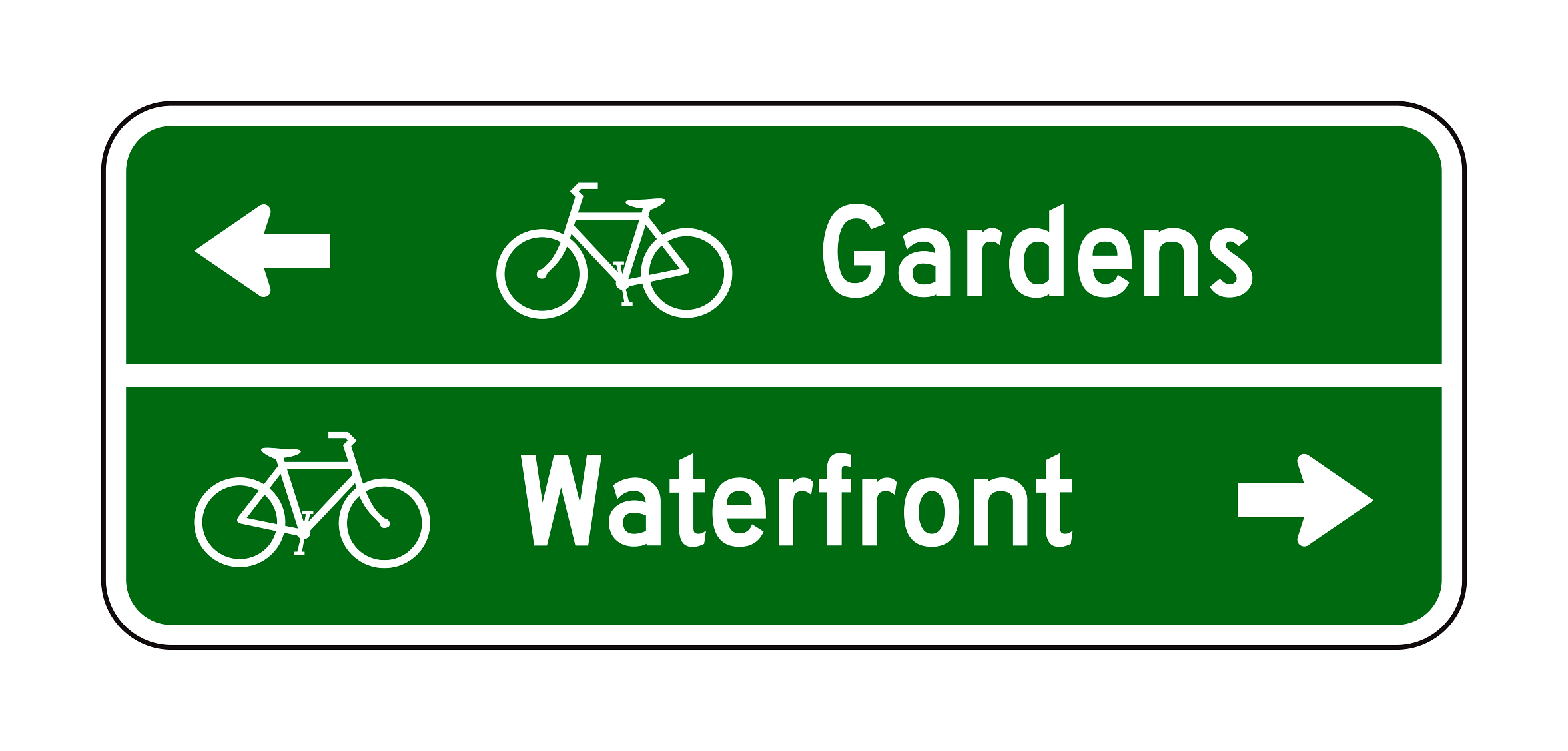 D1-2b Bicycle Destination Sign (Two Destinations) — official FHWA layout