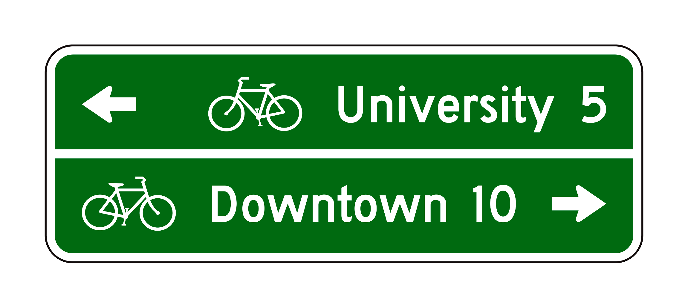 D1-2c Bicycle Destination and Distance Sign (Two Destinations) — official FHWA layout