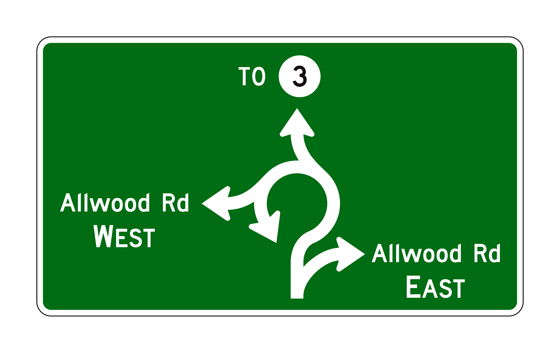 D1-5a Circular Intersection Diagrammatic Destination, Right-Turn Bypass — official FHWA layout