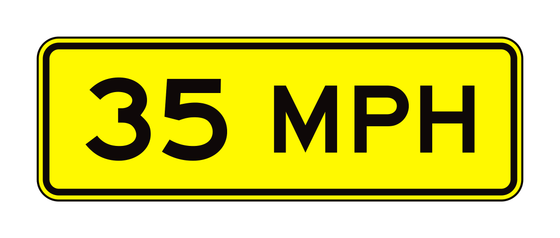 E13-1P Advisory Exit Speed (35 MPH) — official FHWA layout