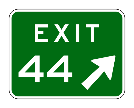 E5-1a Exit Gore Sign (With Exit Number) — official FHWA layout