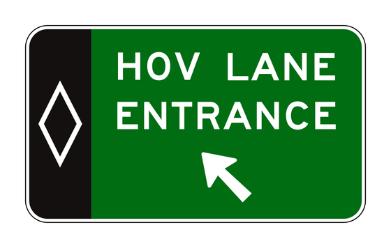 E8-2a Preferential Lane Entrance Direction (Post-Mounted) — official FHWA layout
