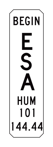G11-10(CA) Begin ESA (Environmentally Sensitive Area) Marker — official FHWA layout