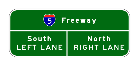 G21-1(CA) I-5 Freeway South Left Lane / North Right Lane — official FHWA layout