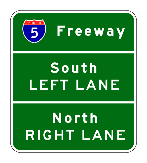 G21-3(CA) I-5 Freeway South Left Lane / North Right Lane — official FHWA layout