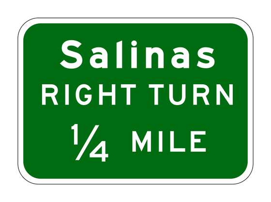 G22(CA) Salinas Right Turn 1/4 Mile — official FHWA layout