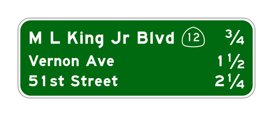 G23-2(CA) M L King Jr Blvd 3/4 / Vernon Ave 1 1/2 / 51st Street 2 1/4 — official FHWA layout