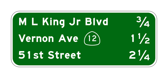 G23-3(CA) M L King Jr Blvd 3/4 / Vernon Ave 1 1/2 / 51st Street 2 1/4 — official FHWA layout