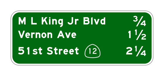 G23-4(CA) M L King Jr Blvd 3/4 / Vernon Ave 1 1/2 / 51st Street 2 1/4 — official FHWA layout