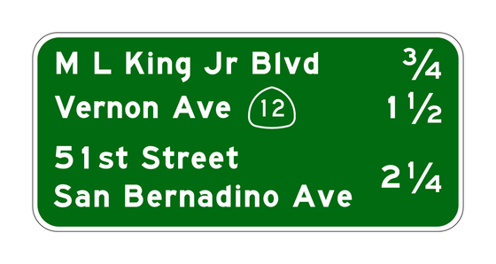 G23-5(CA) M L King Jr Blvd 3/4 / Vernon Ave 1 1/2 / 51st Street San Bernadino Ave 2 1/4 — official FHWA layout