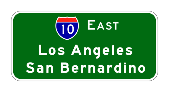 G24-3(CA) Interstate 10 East Los Angeles San Bernardino Destination Sign — official FHWA layout