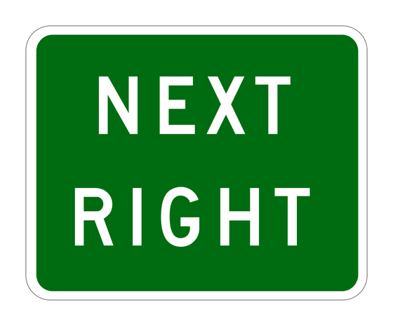 G58(CA) Next Right (Auxiliary Sign) — official FHWA layout