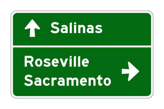 G8-10(CA) Destination and Street Name Sign with Arrow — official FHWA layout