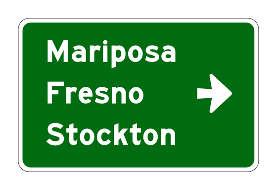 G8-19(CA) Destination and Street Name Sign with Arrow — official FHWA layout