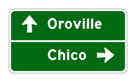 G8-7(CA) Destination Sign (Oroville / Chico) — official FHWA layout