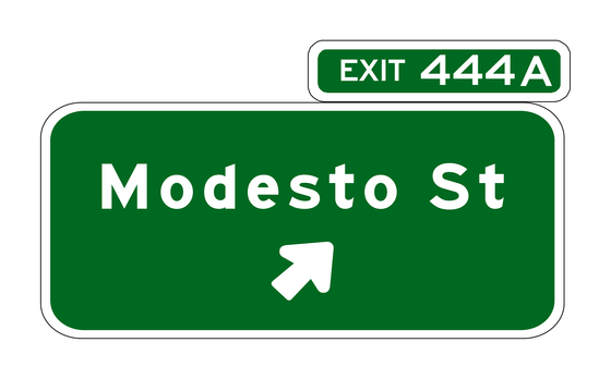 G85-11(CA) Exit Direction Sign with Exit Number Plaque — official FHWA layout