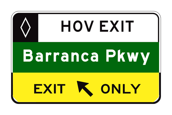 G85-12(CA) HOV Exit Direction Sign — official FHWA layout