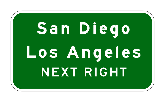G86-5(CA) Advance Guide Sign (Two Destinations) — official FHWA layout