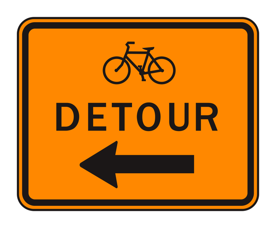 M4-9c Bicyclist Detour (with arrow) — official FHWA layout