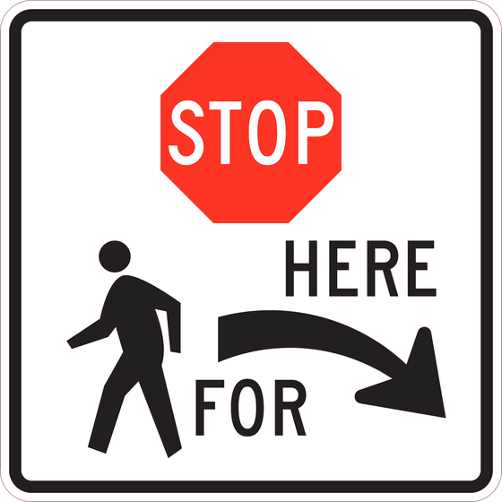 R1-5b Stop Here for Pedestrians — official FHWA layout