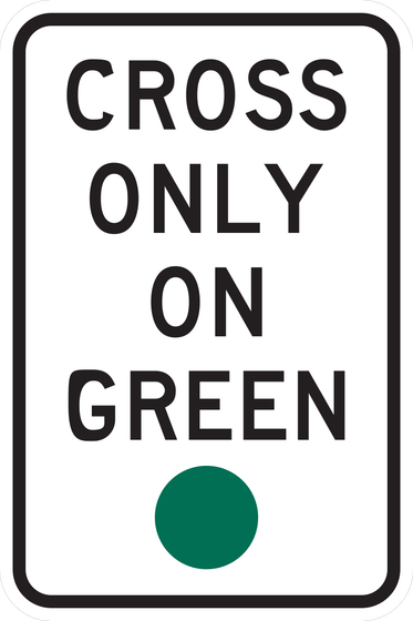 R10-1 Cross Only on Green — sign artwork
