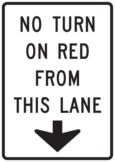 R10-11d No Turn on Red From This Lane — sign artwork