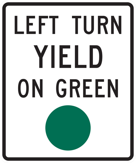 R10-12 Left Turn Yield on Green — sign artwork