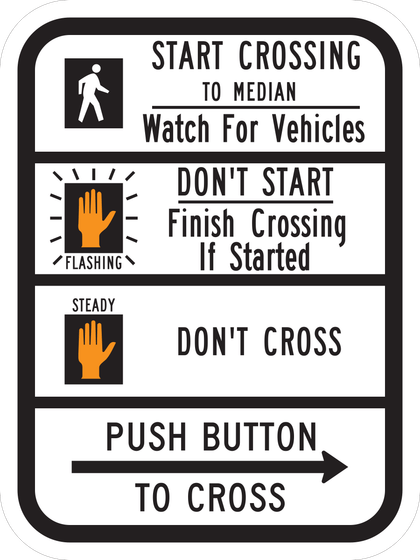 R10-3d Push Button Educational — Two-Stage Crossing — sign artwork
