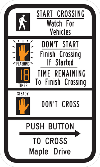 R10-3i Push Button Educational — Countdown Signal and Street Name — sign artwork