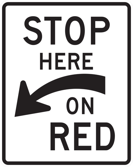 R10-6a Stop Here on Red (Side Arrow) — sign artwork