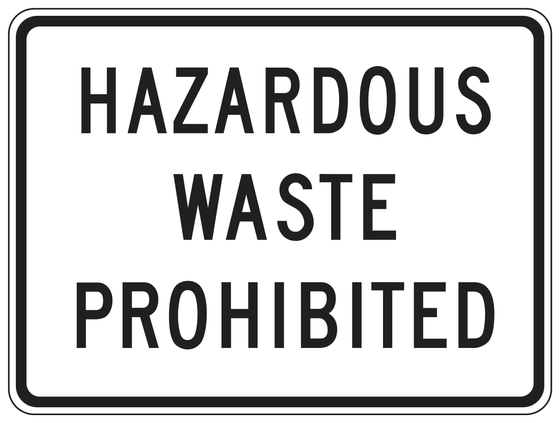 R102AP(CA) HAZARDOUS WASTE PROHIBITED — sign artwork