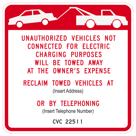 R112(CA) Electric Vehicle Charging Station Tow-Away — sign artwork