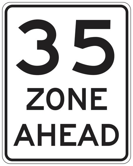 R2-4(CA) Speed Zone Ahead — sign artwork