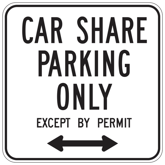R25J(CA) CAR SHARE PARKING ONLY PERMIT REQUIRED w/ Double Arrow — sign artwork