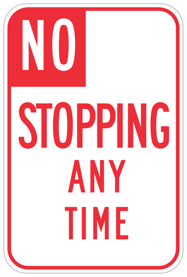 R26(S)(CA) NO STOPPING ANY TIME — sign artwork