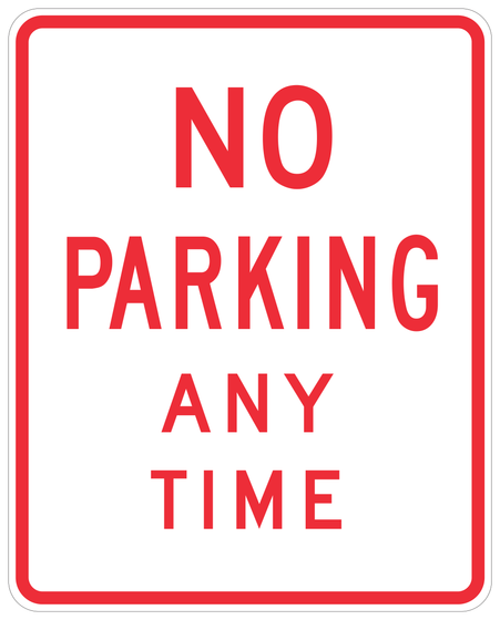 R26A(CA) NO PARKING ANY TIME — sign artwork