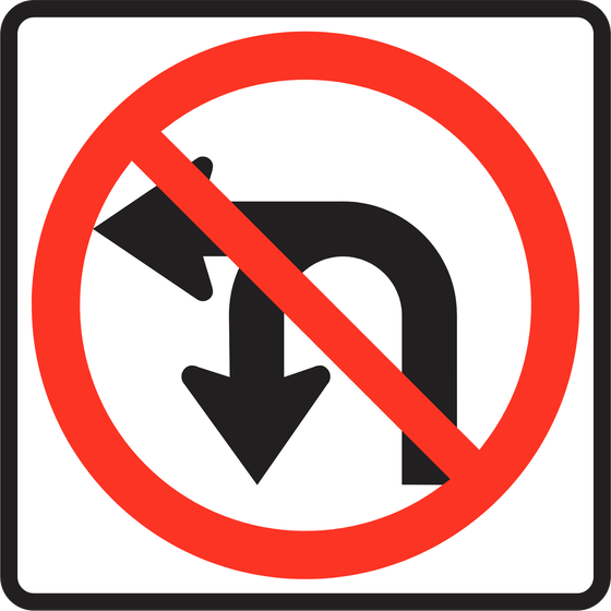 R3-18 No Left or U Turn — official FHWA layout