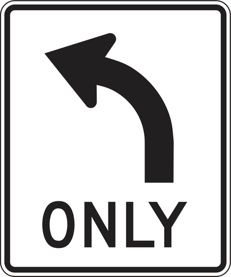 R3-5L Left Turn Only — official FHWA layout