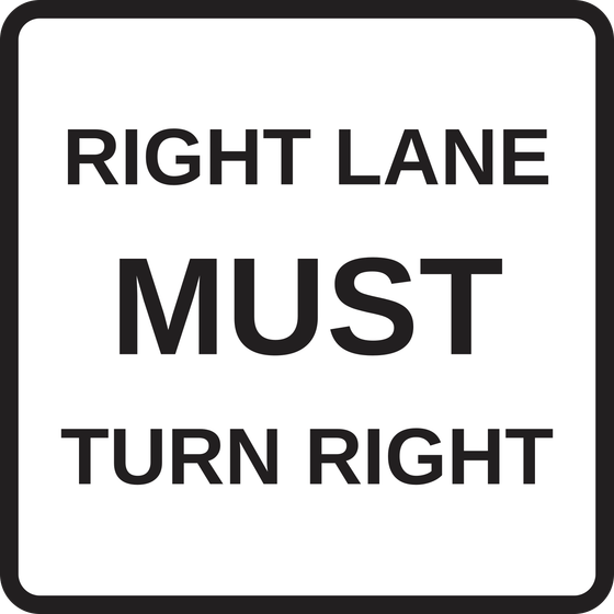 R3-7R Right Lane Must Turn Right — official FHWA layout