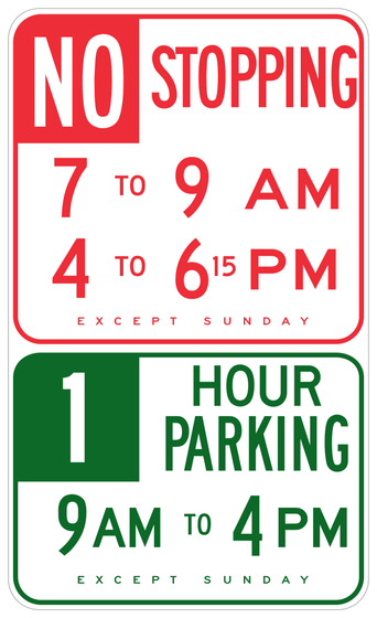 R31(S)(CA) No Stopping/Parking Specific Hours — sign artwork