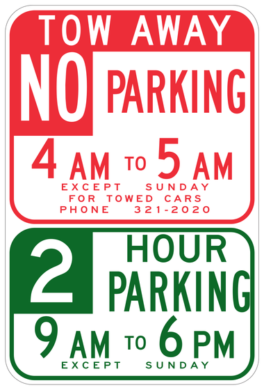 R38(CA) Tow-Away No Parking/Limited Hour Parking Specific Hours — sign artwork