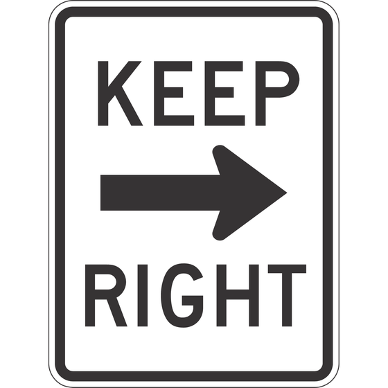 R4-7a Keep Right (Horizontal Arrow) — official FHWA layout