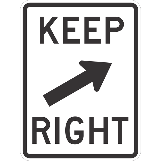 R4-7b Keep Right (Diagonal Arrow) — official FHWA layout