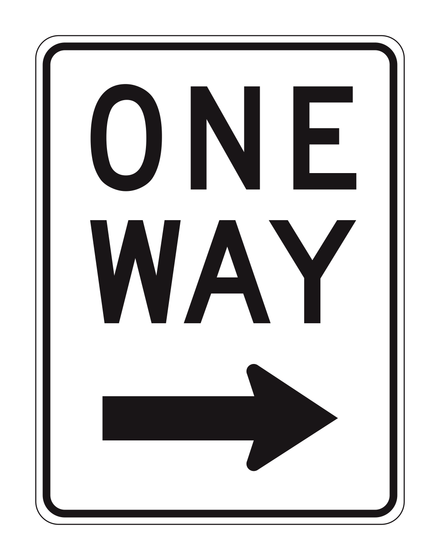 R6-2 One Way (Right) — official FHWA layout
