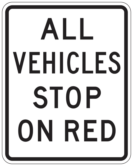 R90-1(CA) ALL VEHICLES STOP ON RED — sign artwork