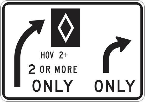R94 RT(CA) Mandatory/Optional HOV Movement Lane Control — sign artwork