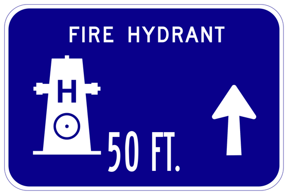 S10(CA) Fire Hydrant with Distance and Arrow — sign artwork