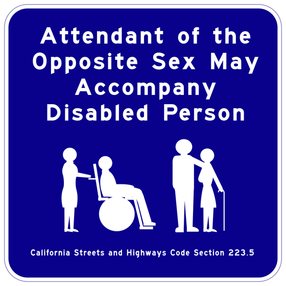 S19(CA) Opposite Sex Attendant — sign artwork
