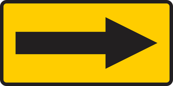 W1-6R One Direction Large Arrow (Right) — official FHWA layout