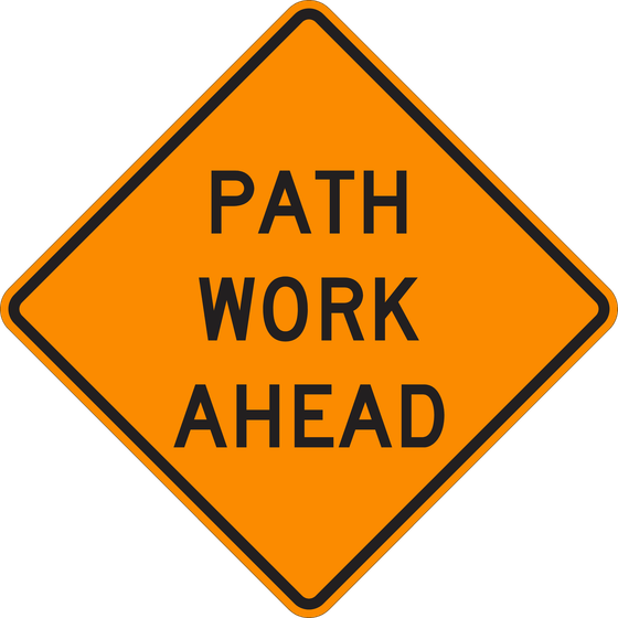 W20-1b Path Work (with distance) — official FHWA layout